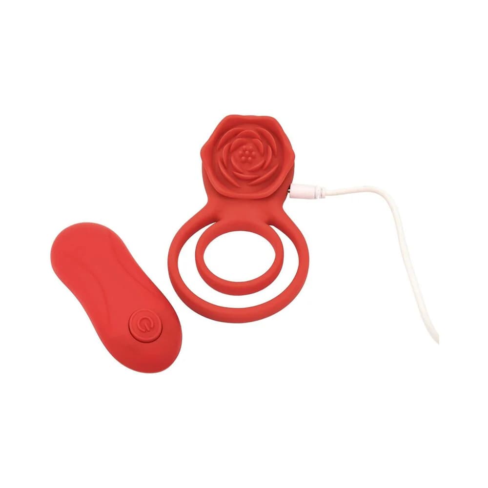 Adam & Eve Double Ring Vibrating Rose Cock Ring thumbnail 3