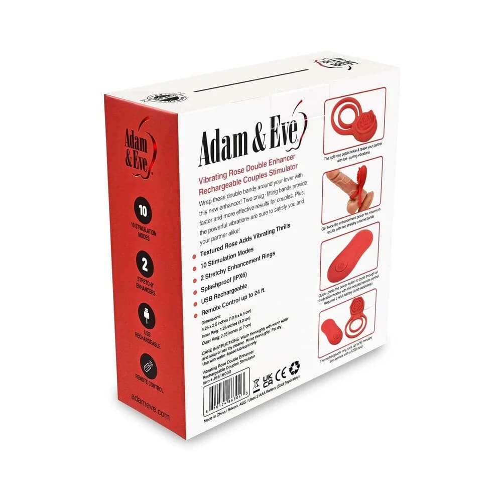 Adam & Eve Double Ring Vibrating Rose Cock Ring thumbnail 9