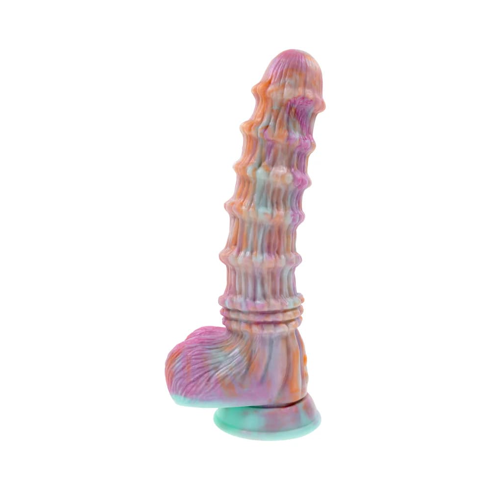 Evolved Fantasy Multicolor Vibrating Ribbed Dildo thumbnail 2