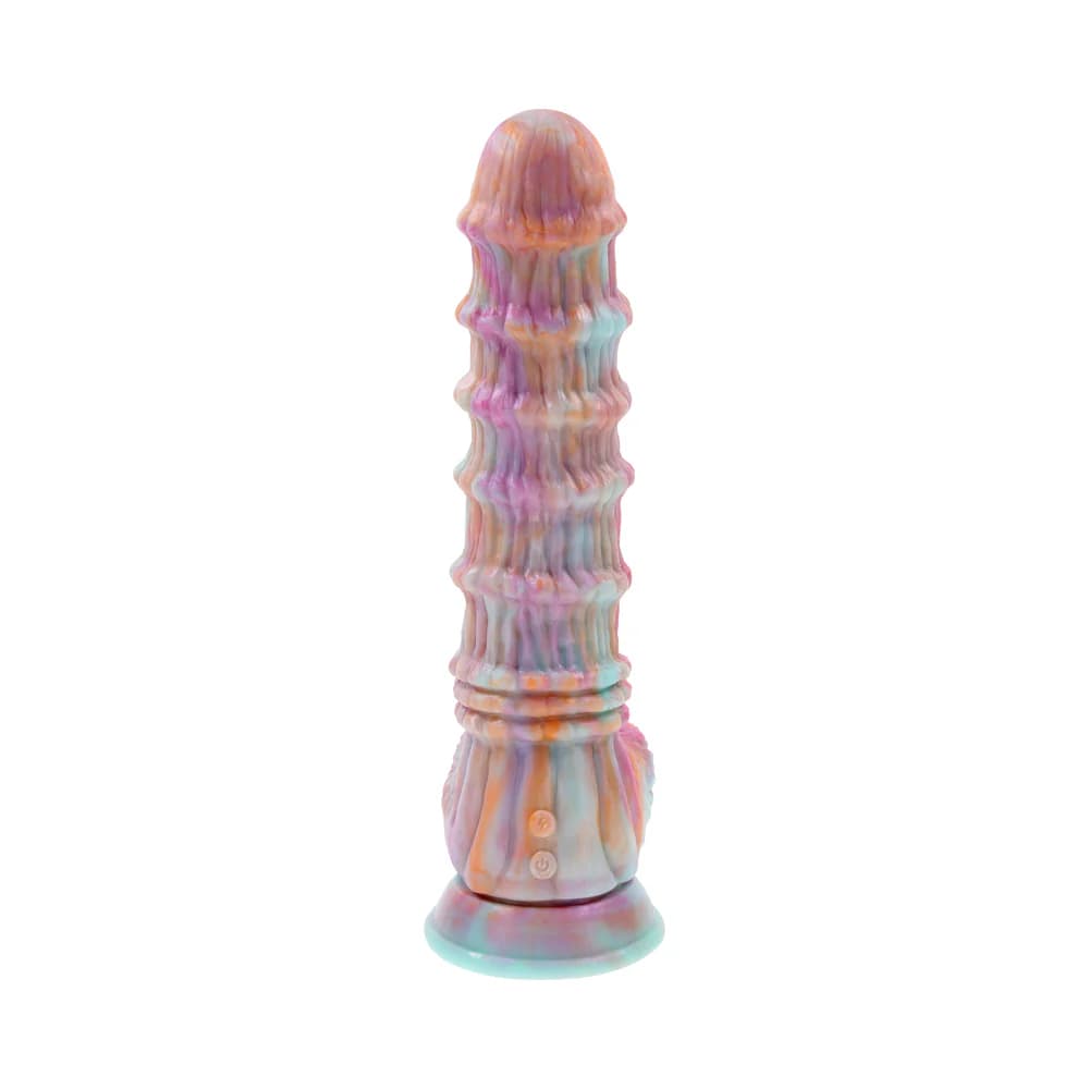 Evolved Fantasy Multicolor Vibrating Ribbed Dildo thumbnail 3