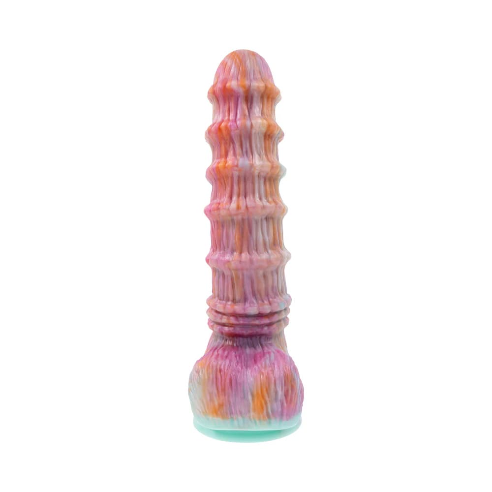 Evolved Fantasy Multicolor Vibrating Ribbed Dildo thumbnail 6