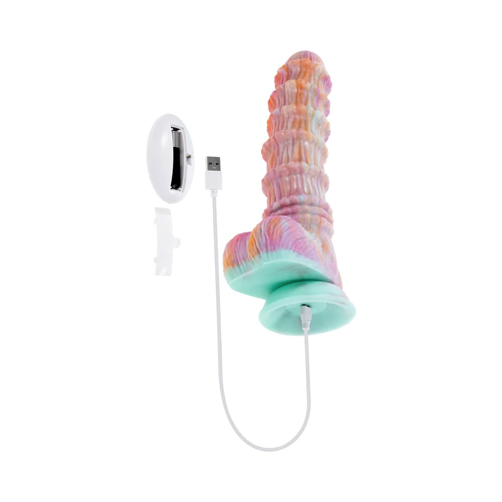 Evolved Fantasy Multicolor Vibrating Ribbed Dildo thumbnail 8