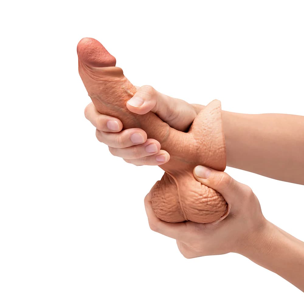 b-Vibe Slipskin Realistic Silicone Dildo 6 in. Girthy Mocha thumbnail 7