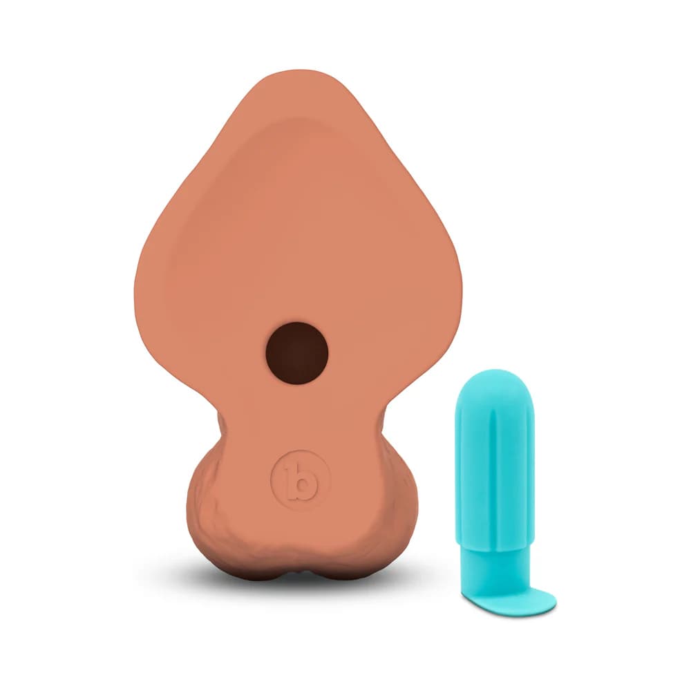 b-Vibe Slipskin Realistic Silicone Dildo 10 in. Curved Mocha thumbnail 6