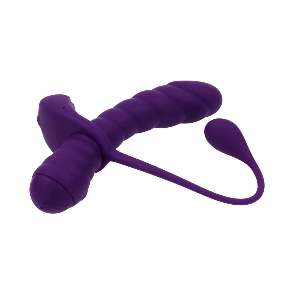 Playboy Twisted Playground Rechargeable Triple Stimulator Vibe Silicone Purple Acai thumbnail 9
