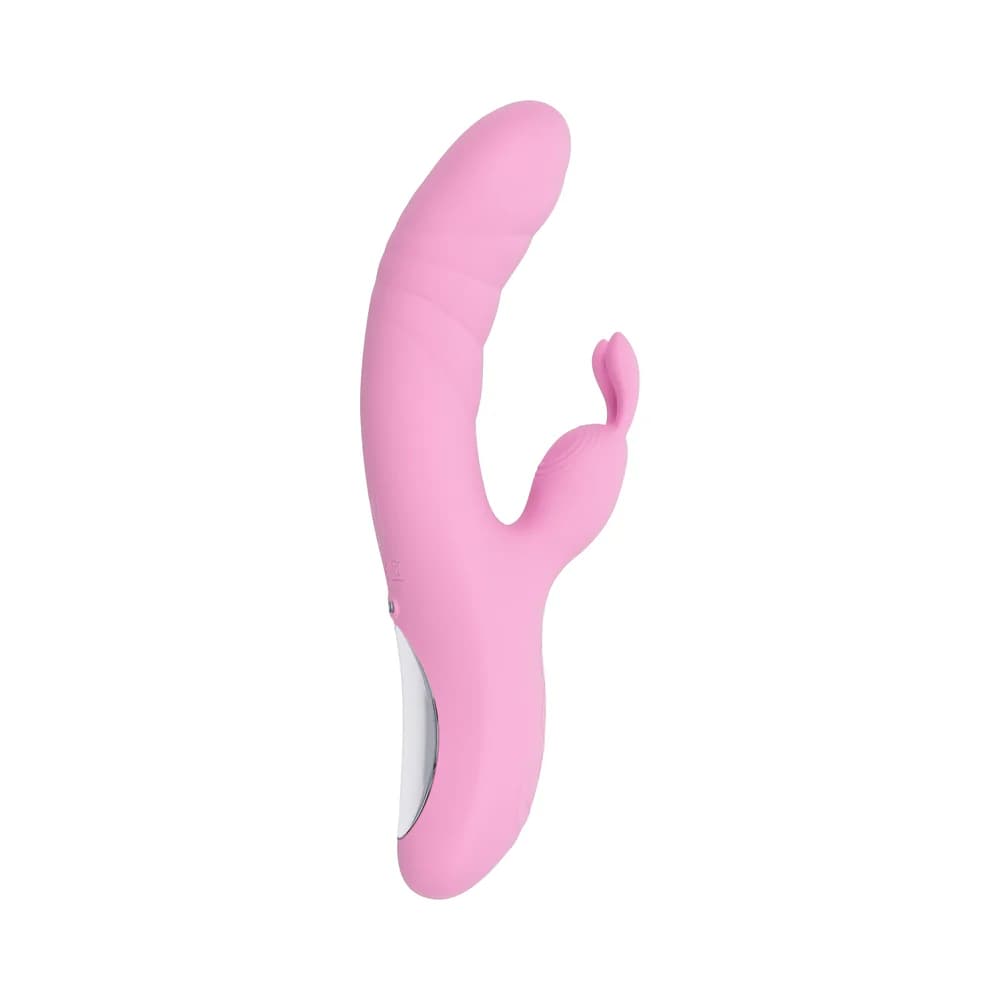 Playboy Rub Me Right Rechargeable Thrusting Dual Stimulator Silicone Pink Petal thumbnail 2