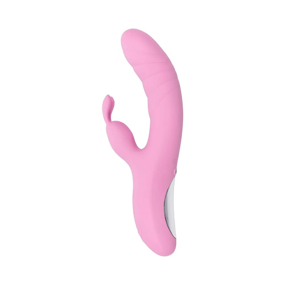Playboy Rub Me Right Rechargeable Thrusting Dual Stimulator Silicone Pink Petal thumbnail 3