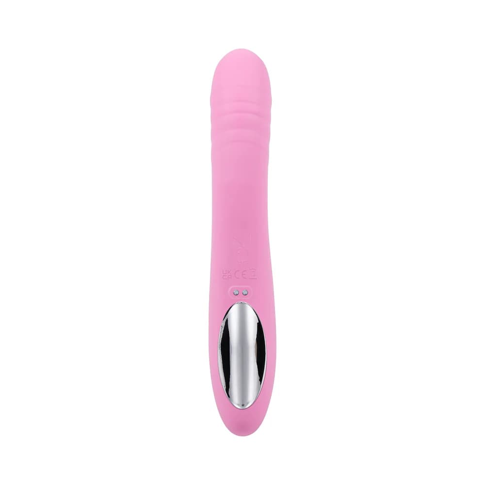 Playboy Rub Me Right Rechargeable Thrusting Dual Stimulator Silicone Pink Petal thumbnail 7