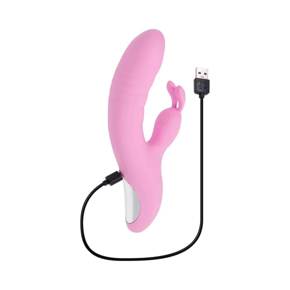 Playboy Rub Me Right Rechargeable Thrusting Dual Stimulator Silicone Pink Petal thumbnail 9