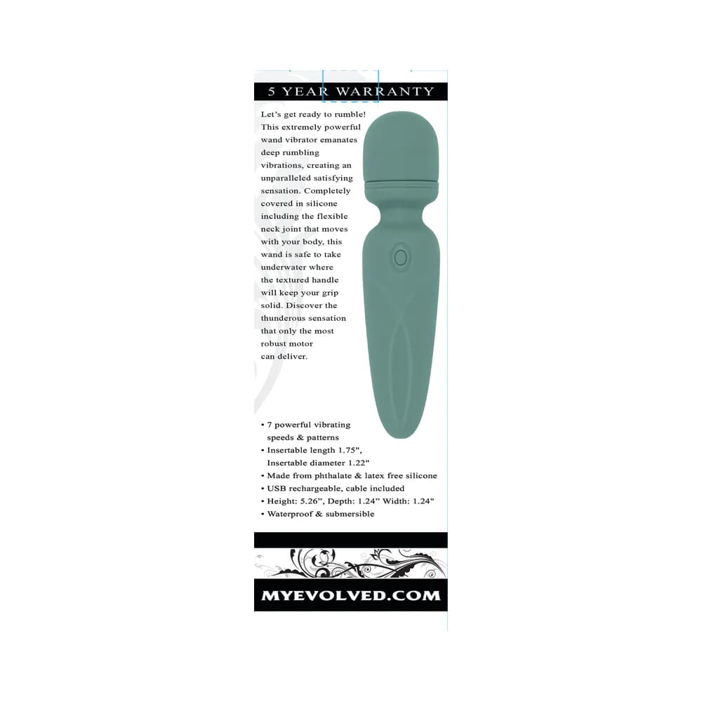 Evolved Rumble Wand Rechargeable Vibrating Mini Wand Silicone Green thumbnail 8