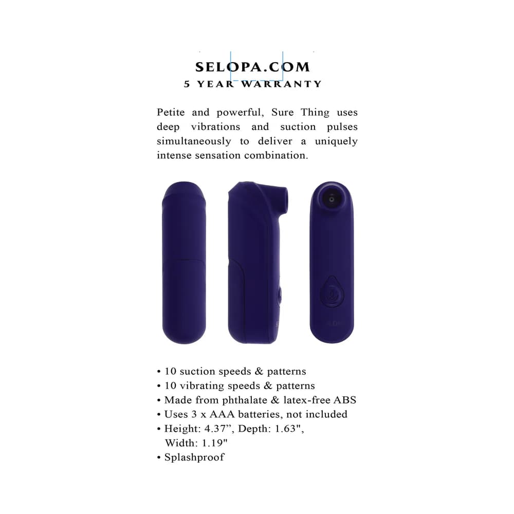 Selopa Sure Thing AAA Battery Vibrating Suction Silicone Purple thumbnail 9