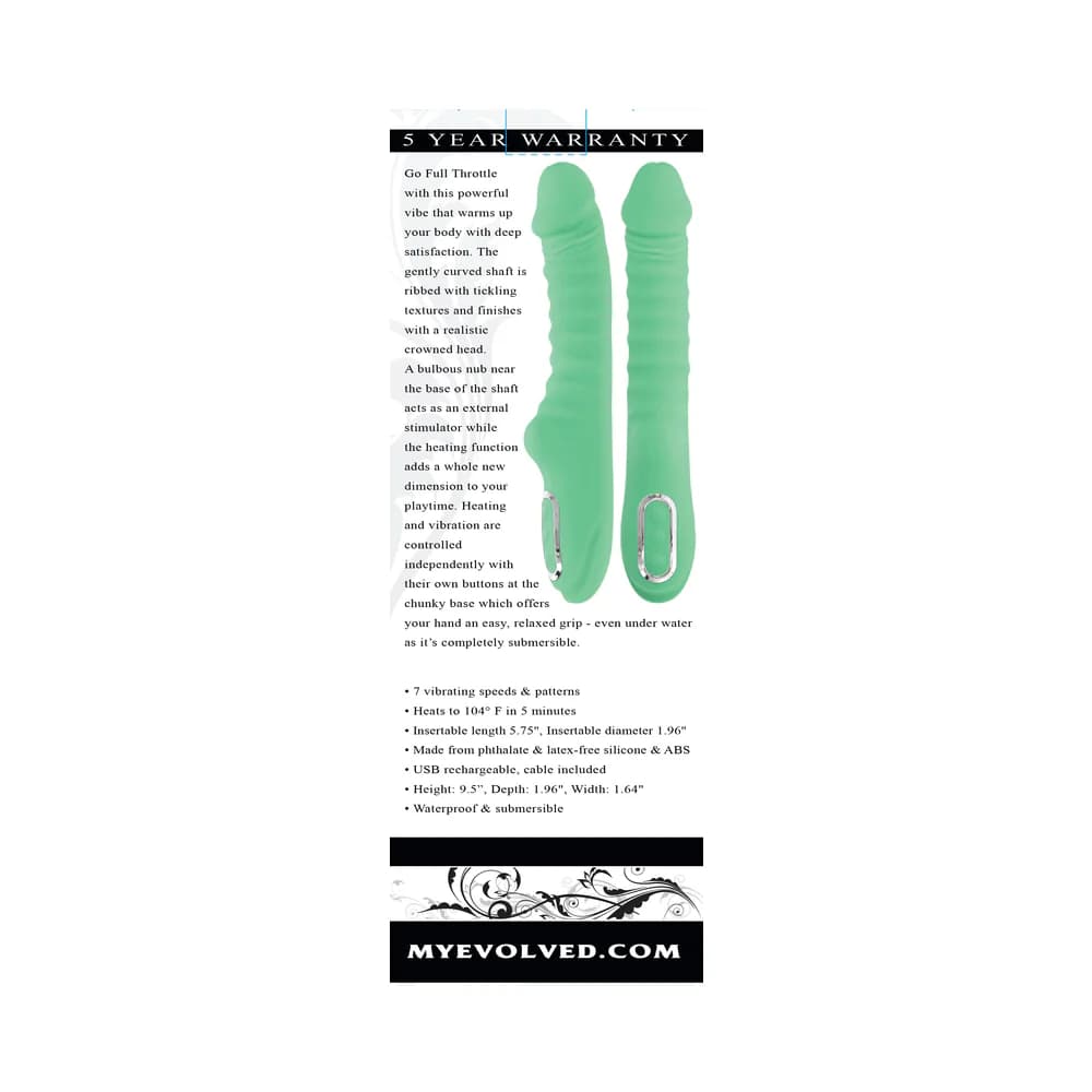 Evolved Full Throttle Rechargeable Warming Vibrator Silicone Mint Green thumbnail 9
