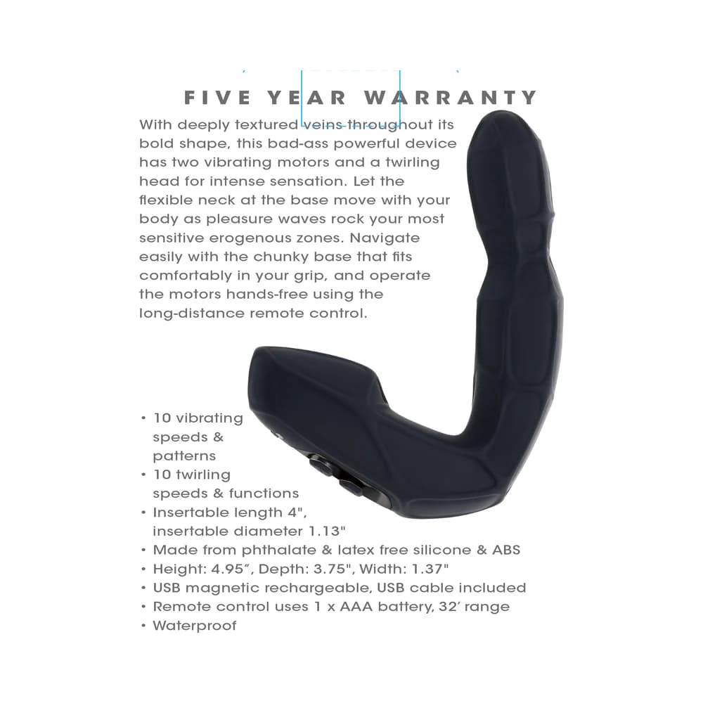 Zero Tolerance Mr Prostate Twirling Prostate Vibe with Remote Silicone Black thumbnail 10