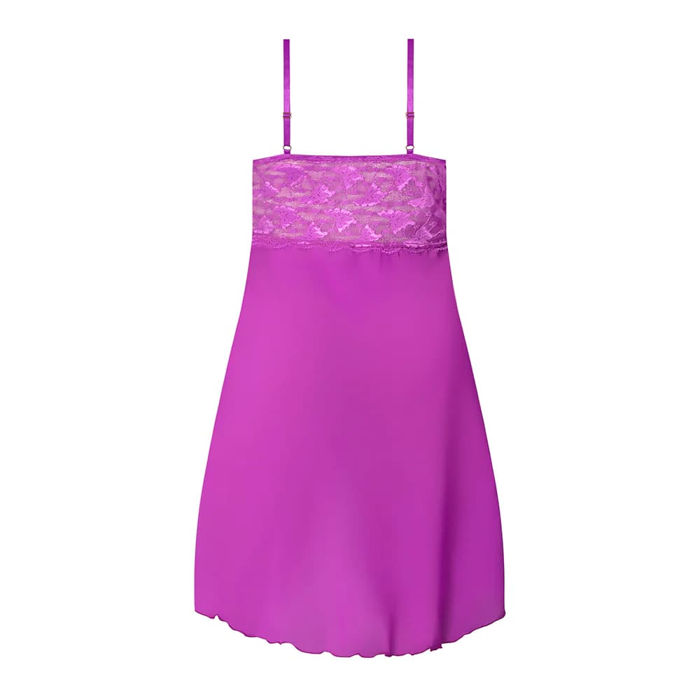 Magic Silk Butterfly Fantasies Gown & Thong Set Neon Purple Queen Size thumbnail 6