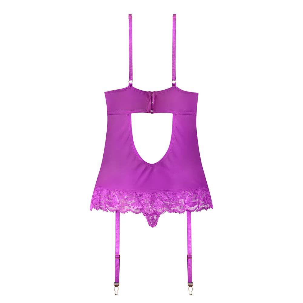 Magic Silk Butterfly Fantasies Basque & Cheeky Panty Set Neon Purple S/M thumbnail 6