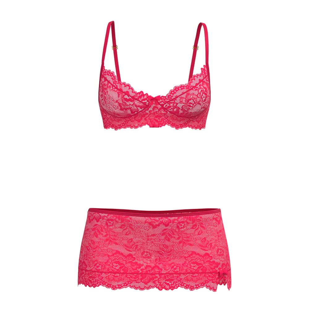 Magic Silk Get It Girl Bra, Skirt & Thong Set Diva Pink Queen Size thumbnail 4