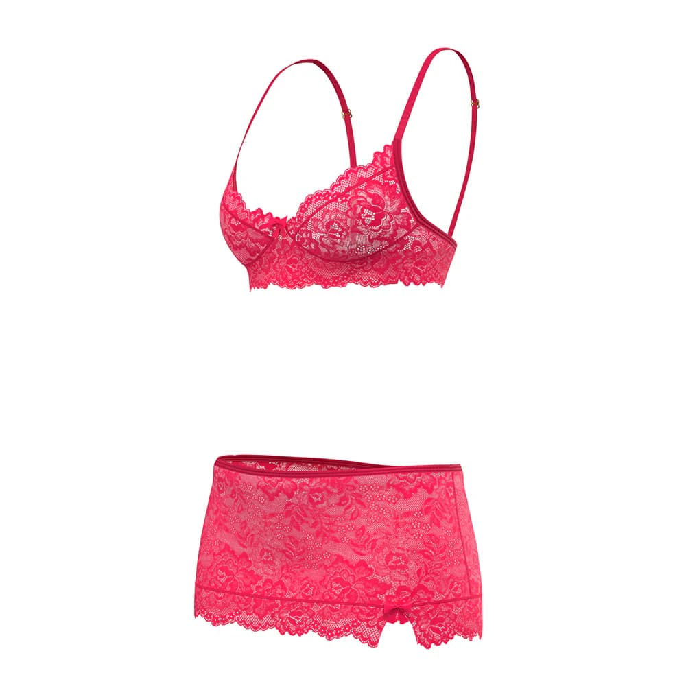 Magic Silk Get It Girl Bra, Skirt & Thong Set Diva Pink Queen Size thumbnail 5