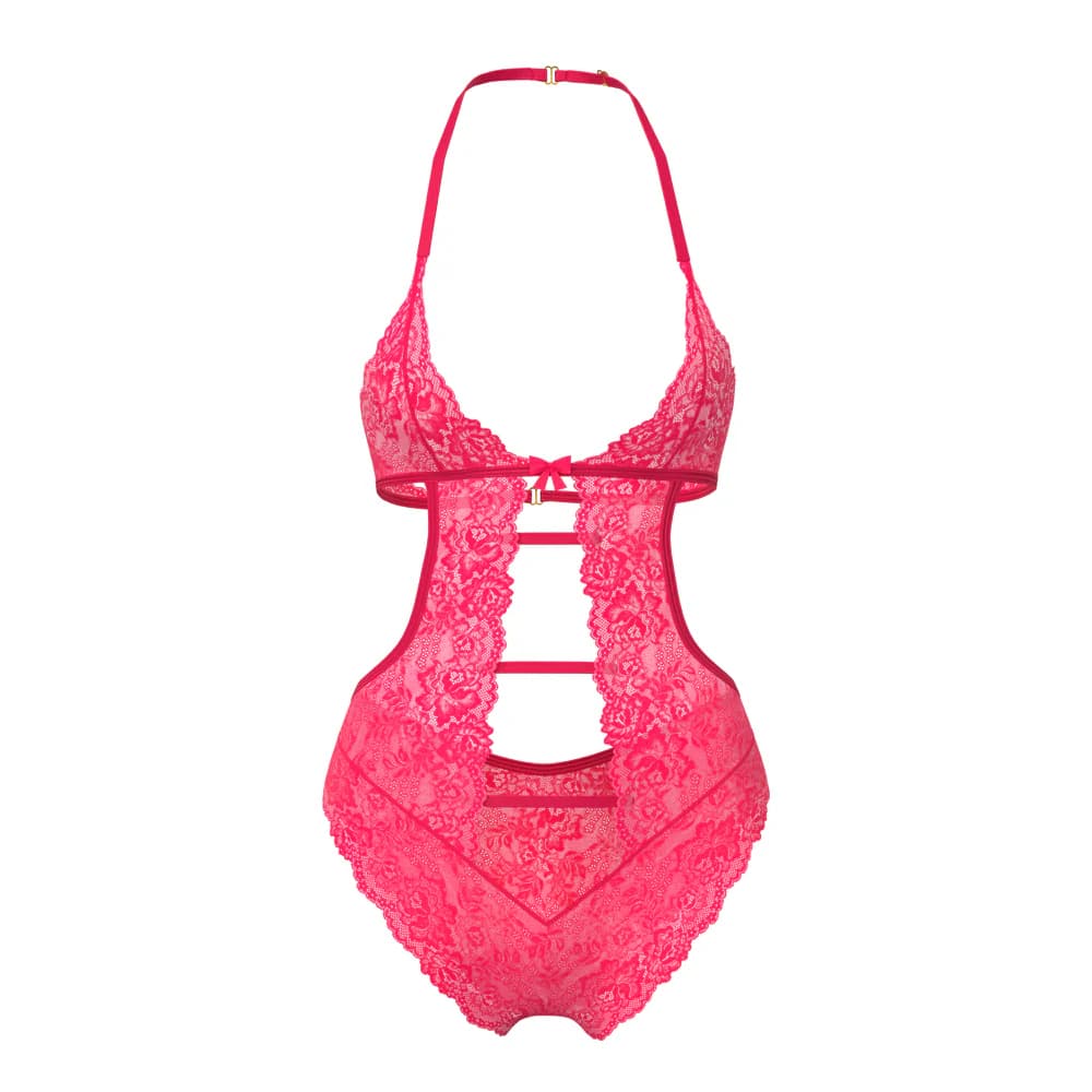 Magic Silk Get It Girl Halter Teddy with Snap Crotch Diva Pink L/XL thumbnail 4