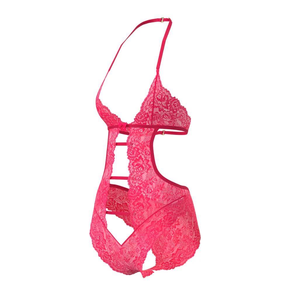 Magic Silk Get It Girl Halter Teddy with Snap Crotch Diva Pink L/XL thumbnail 5