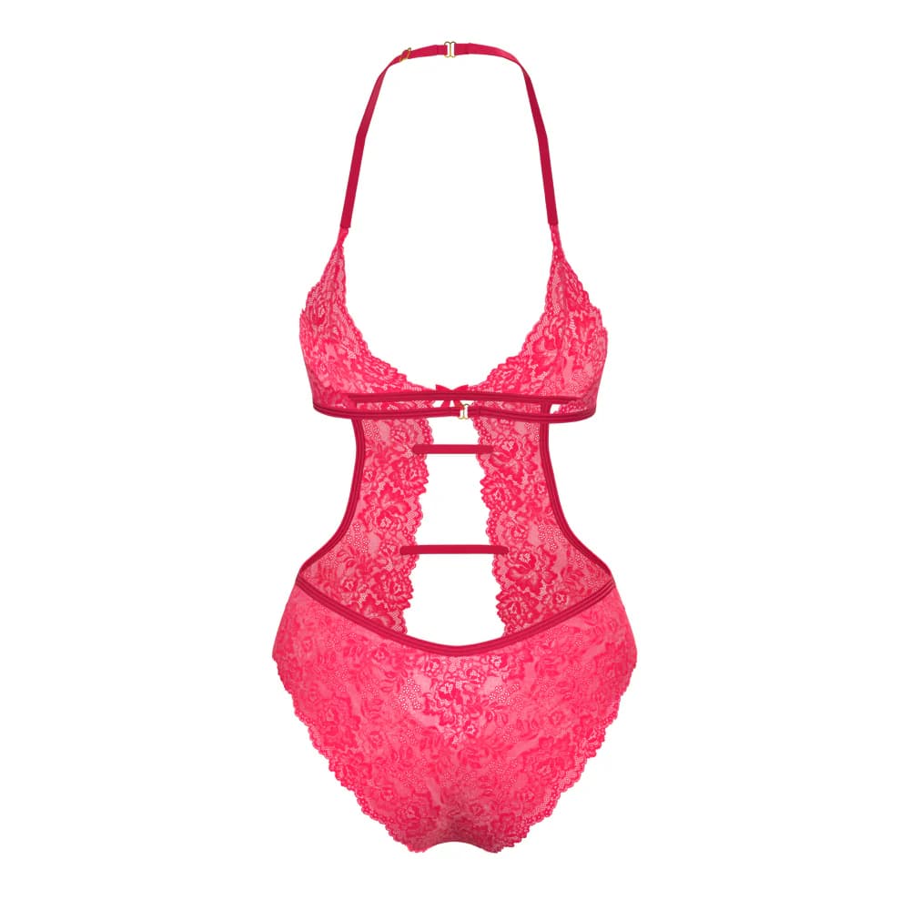 Magic Silk Get It Girl Halter Teddy with Snap Crotch Diva Pink L/XL thumbnail 6