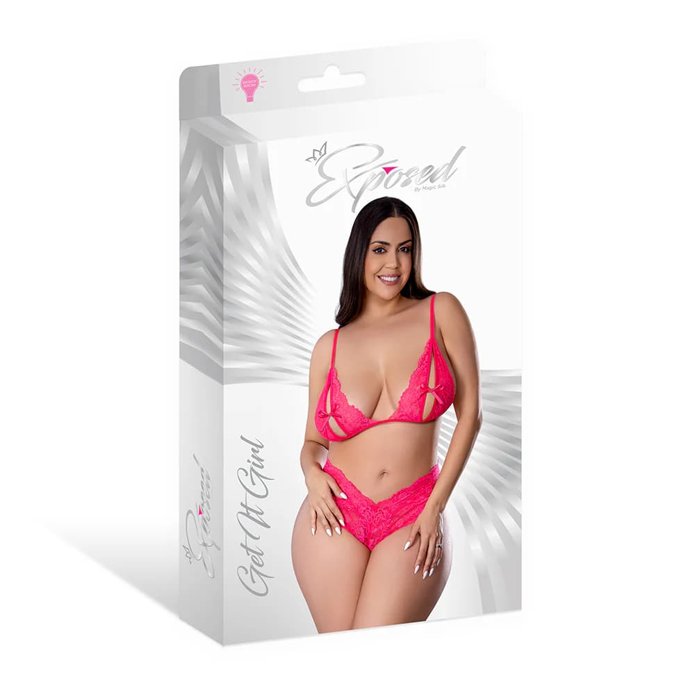 Magic Silk Get It Girl Peek-a-Boo Bralette & Split Crotch Boy Short Diva Pink Queen Size thumbnail 7