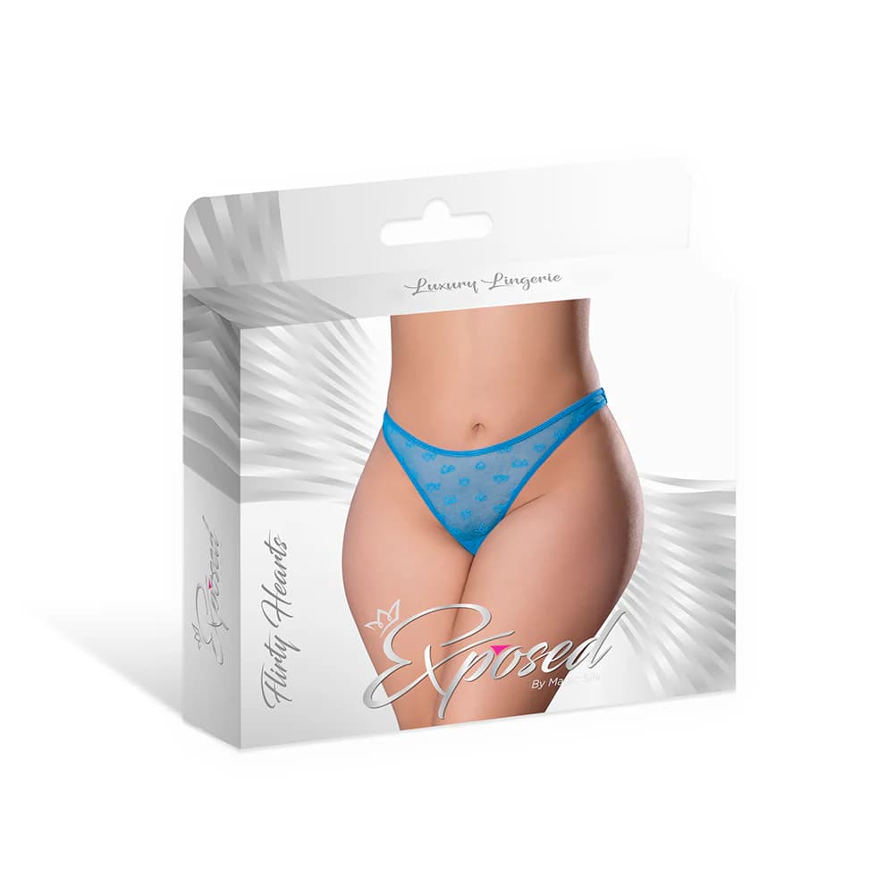 Magic Silk Flirty Hearts Low Rise Micro Thong Blue Sugar Queen Size thumbnail 3