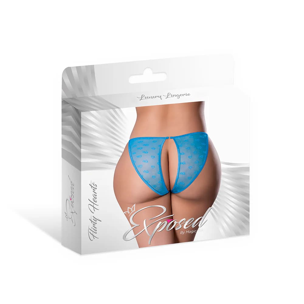 Magic Silk Flirty Hearts Open Back Panty
 Blue Sugar Queen Size thumbnail 3