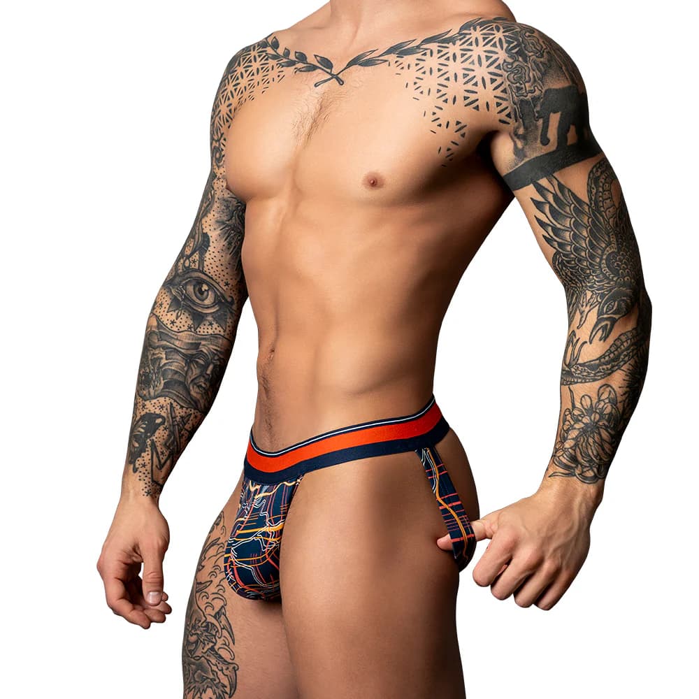 Male Power Soo Cumfy Jock Navy/Orange S/M thumbnail 2