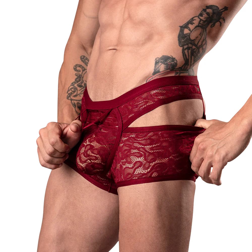 Male Power Lucifer Cutout Short Burgundy L thumbnail 2