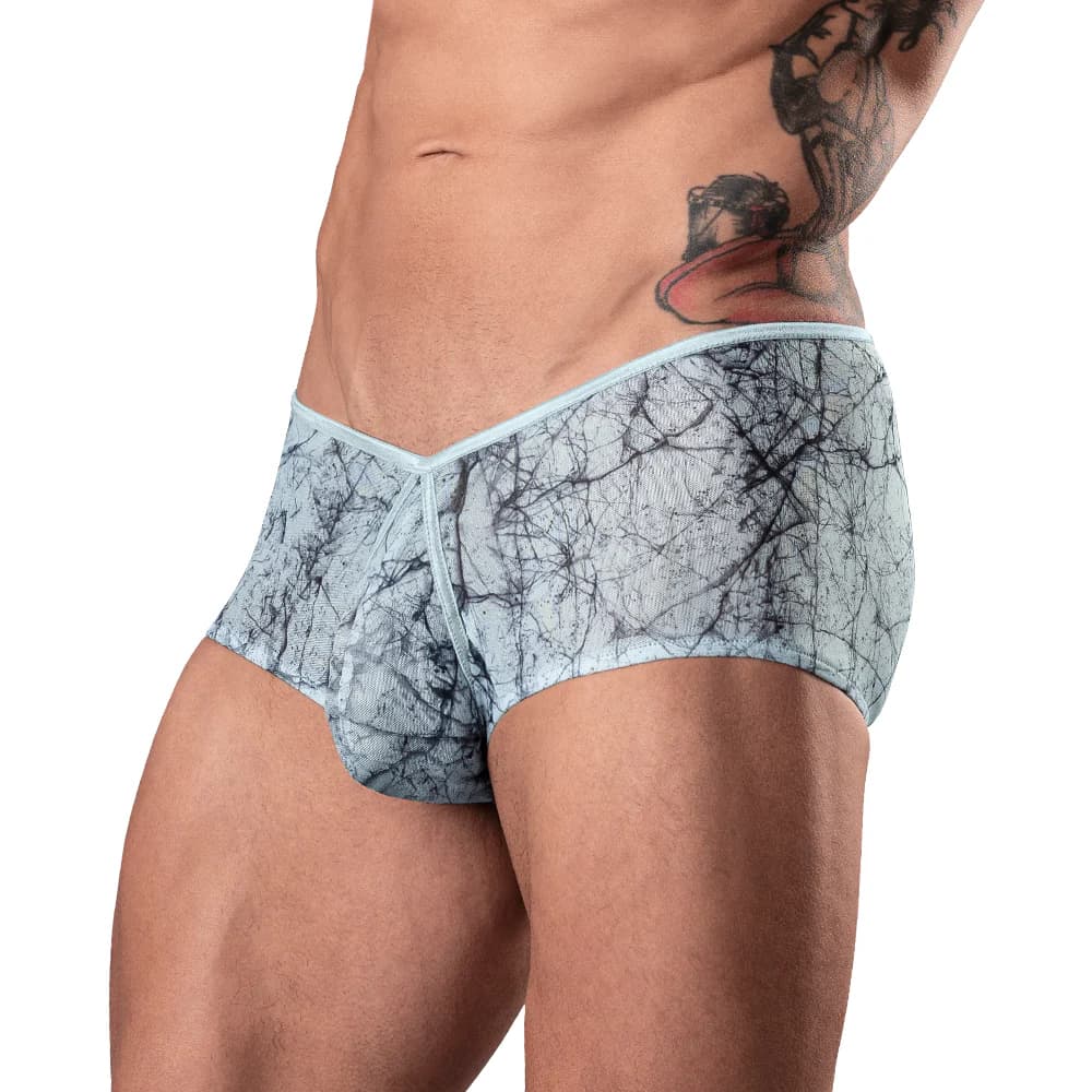 Male Power Marble Mesh Micro Mini Short Silver Blue S thumbnail 2