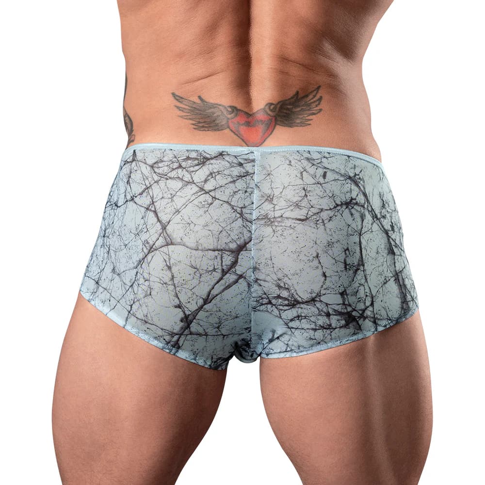 Male Power Marble Mesh Micro Mini Short Silver Blue S thumbnail 3