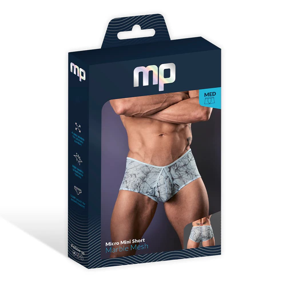 Male Power Marble Mesh Micro Mini Short Silver Blue S thumbnail 6