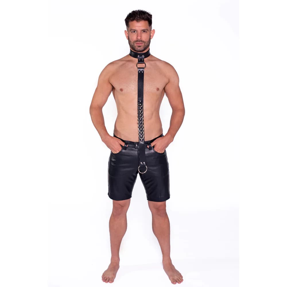 Prowler RED Leather Collar with Strap thumbnail 2