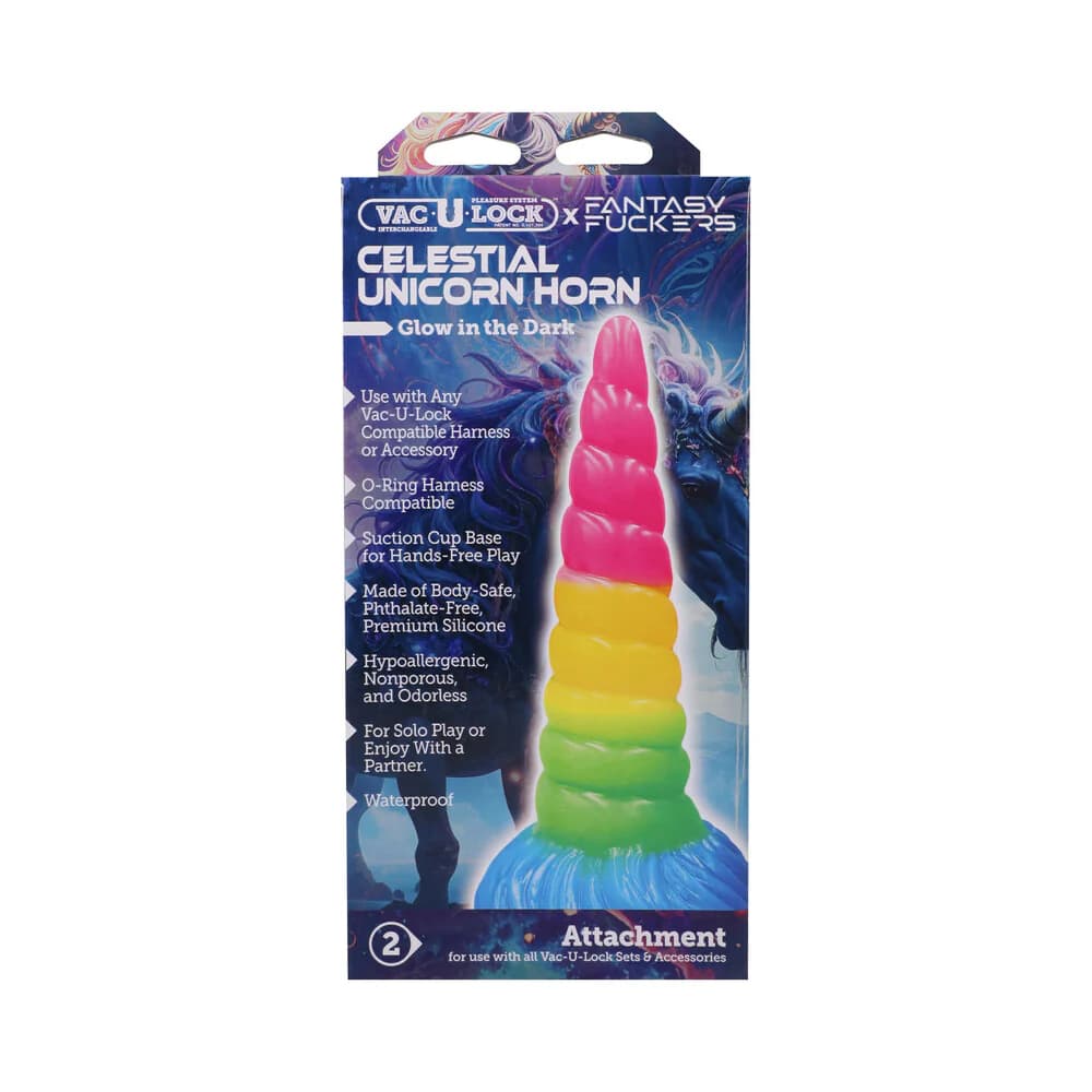 Vac-U-Lock x Fantasy Fuckers Glow-in-the-Dark Celestial Unicorn Horn Multi-Color thumbnail 3