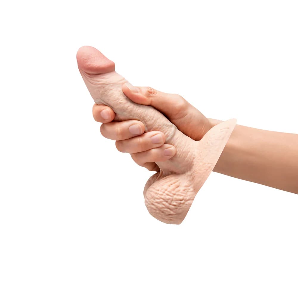 b-Vibe Slipskin Realistic Silicone Dildo 6 in. Girthy Cream thumbnail 6