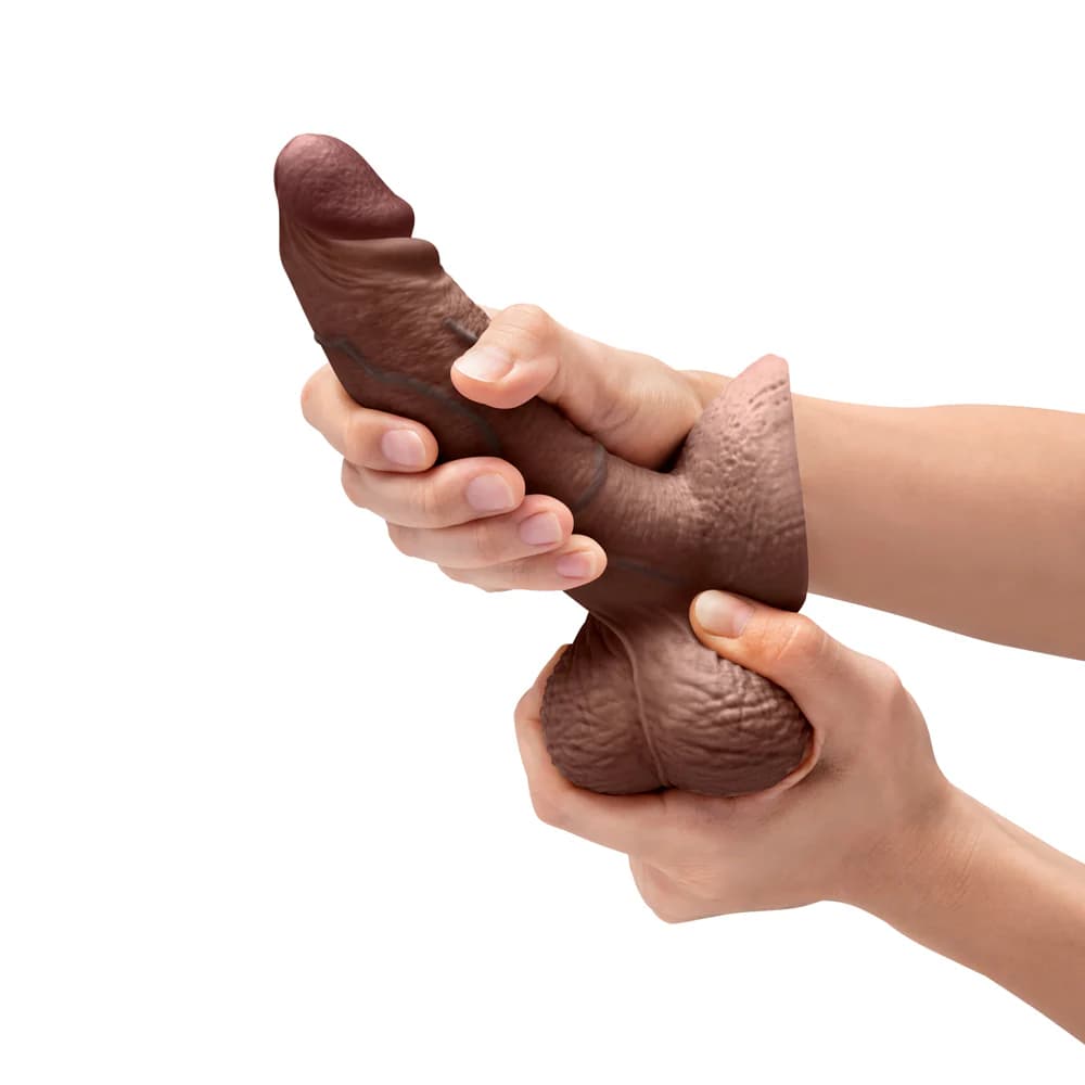 b-Vibe Slipskin Realistic Silicone Dildo 6 in. Girthy Brown thumbnail 7