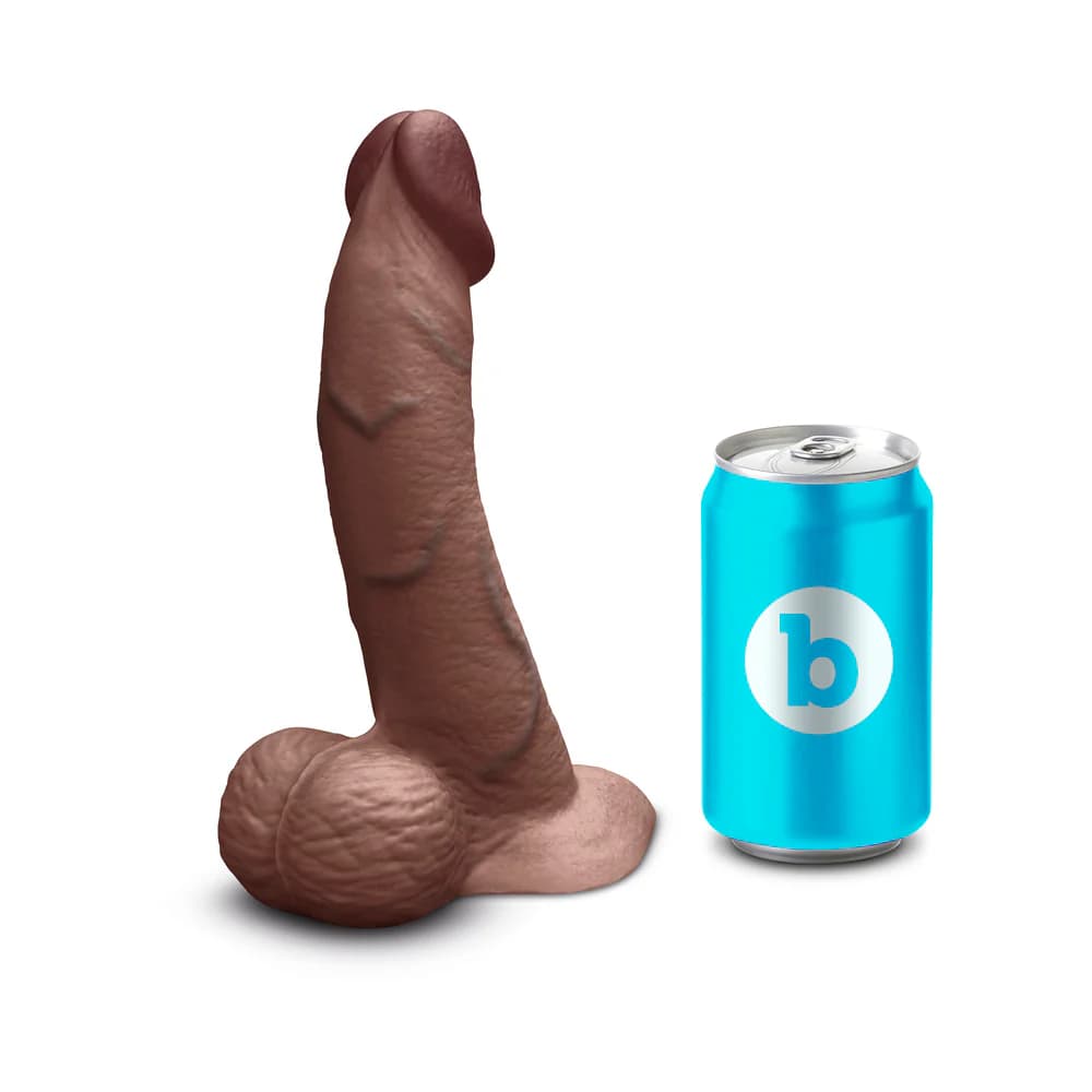 b-Vibe Slipskin Realistic Silicone Dildo 8 in. Curved Brown thumbnail 9