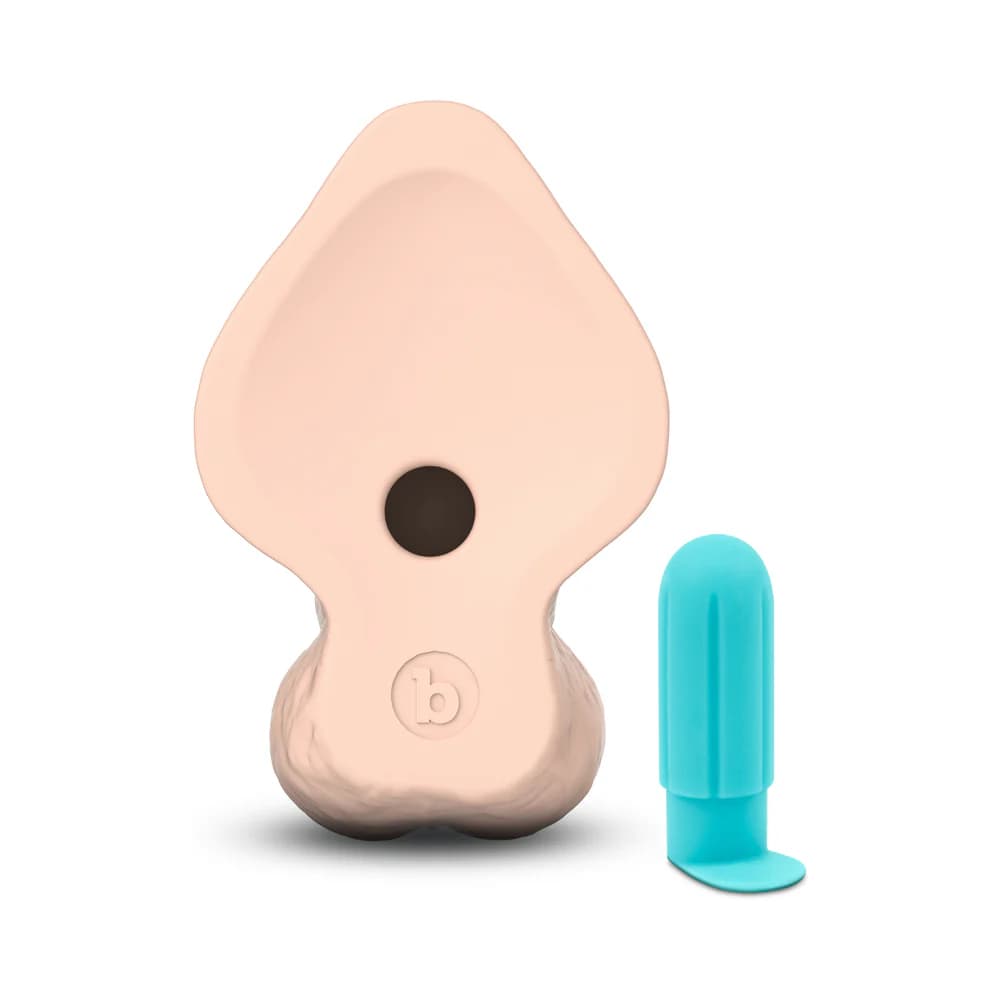 b-Vibe Slipskin Realistic Silicone Dildo 10 in. Curved Cream thumbnail 5