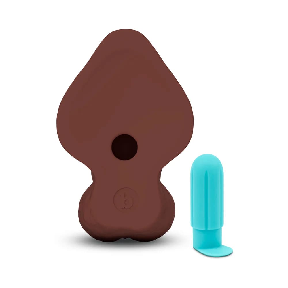 b-Vibe Slipskin Realistic Silicone Dildo 10 in. Curved Brown thumbnail 5