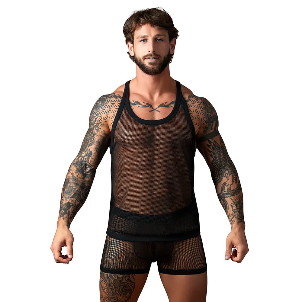 Male Power Fishnet 2.0 Tank Top Black S/M