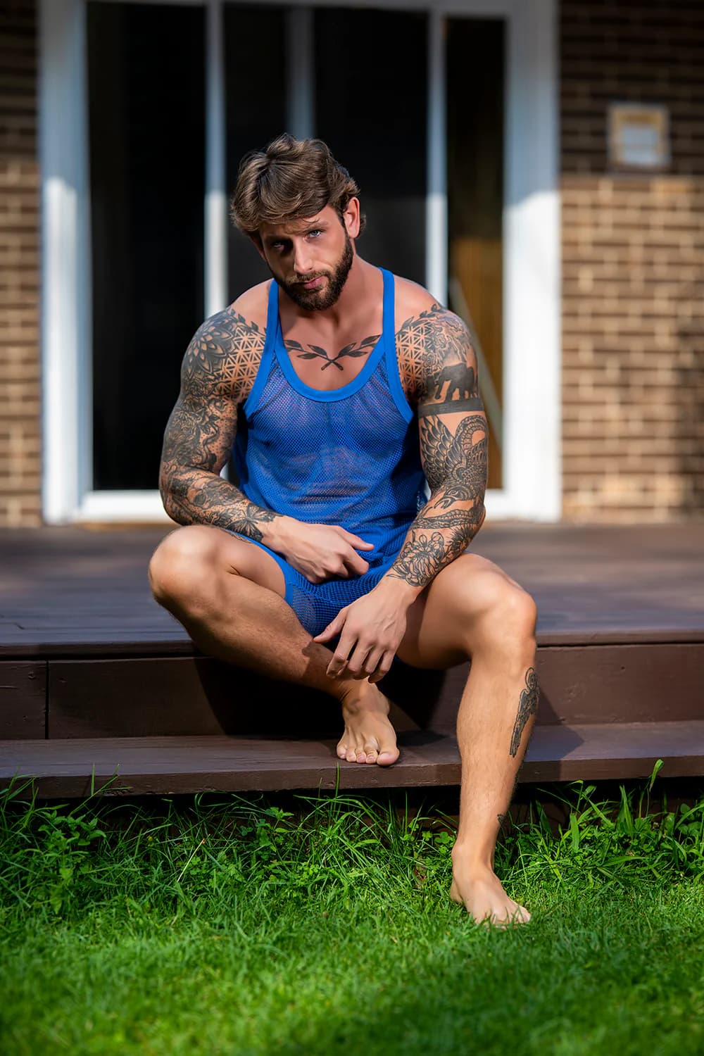 Male Power Fishnet 2.0 Tank Top Royal L/XL thumbnail 3