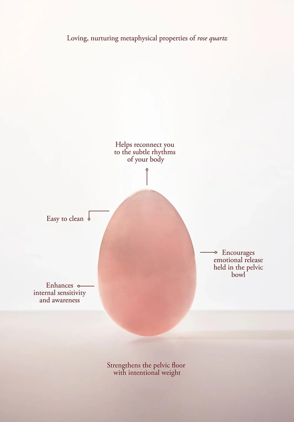 Chakrubs Heart Yoni Egg Rose Quartz (non-drilled) thumbnail 3
