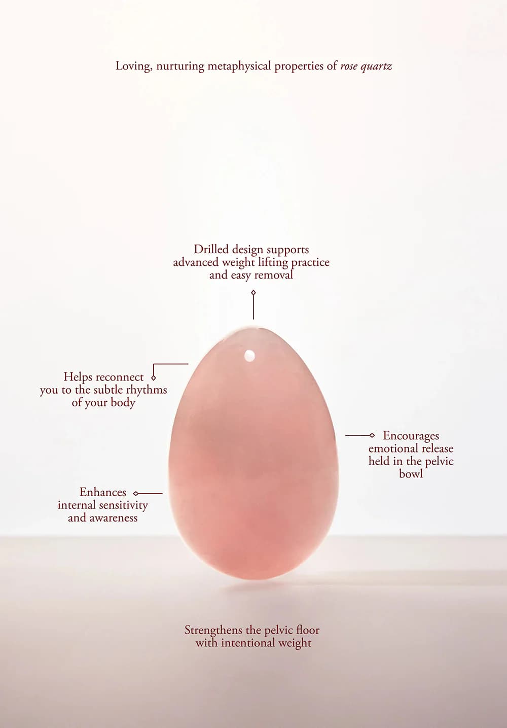 Chakrubs Heart Yoni Egg Rose Quartz (drilled) thumbnail 3