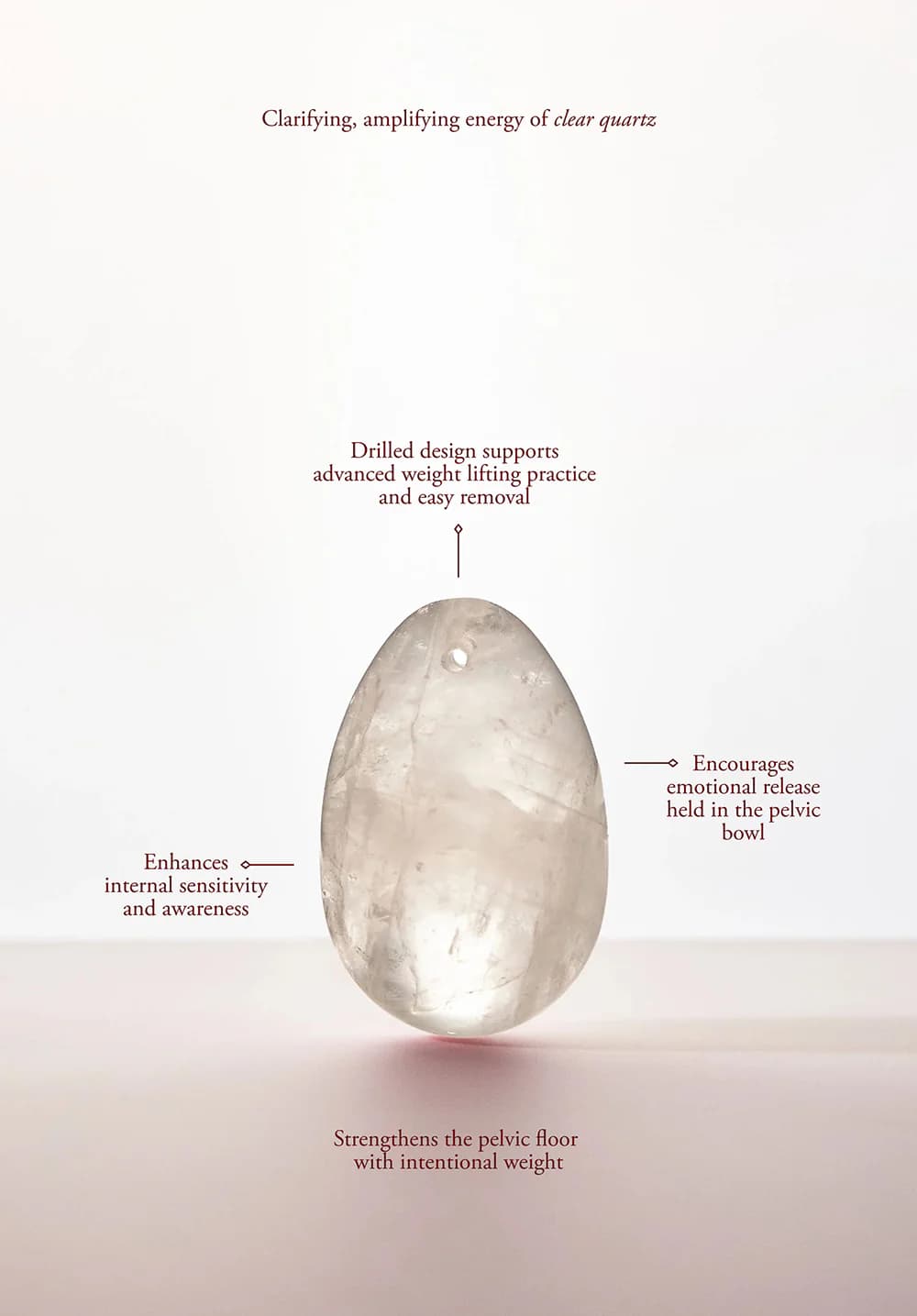 Chakrubs Prism Yoni Egg Clear Quartz (drilled) thumbnail 3