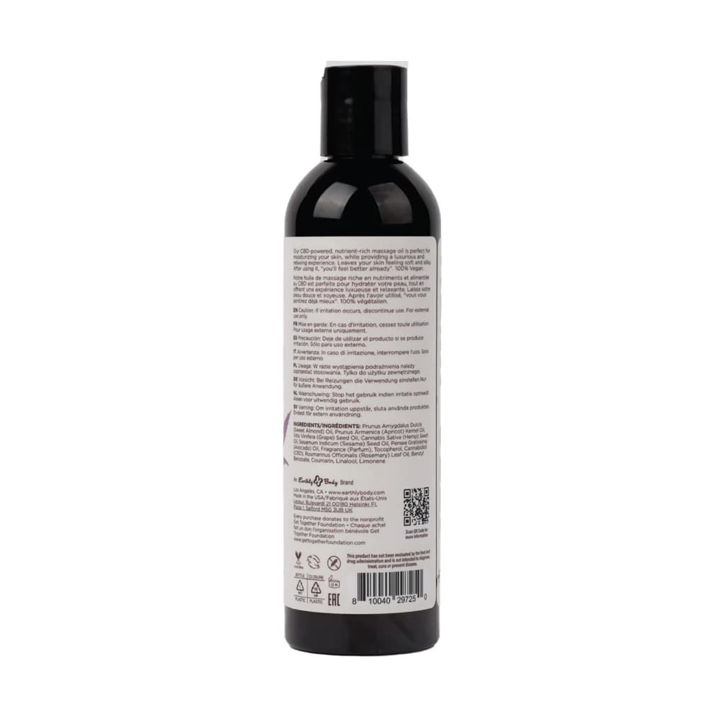 Earthly Body Hemp Seed CBD Relaxing Massage and Body Oil Lavender 8 oz. thumbnail 2