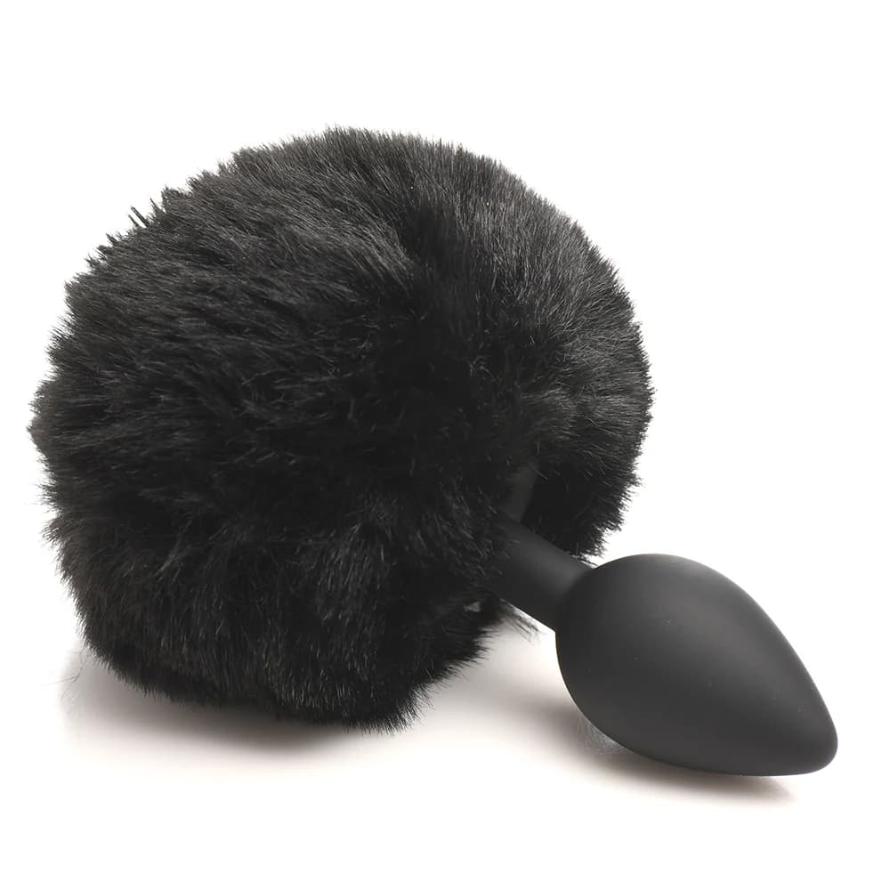Tailz Fluffy Bunny Tail Silicone Plug Black thumbnail 2