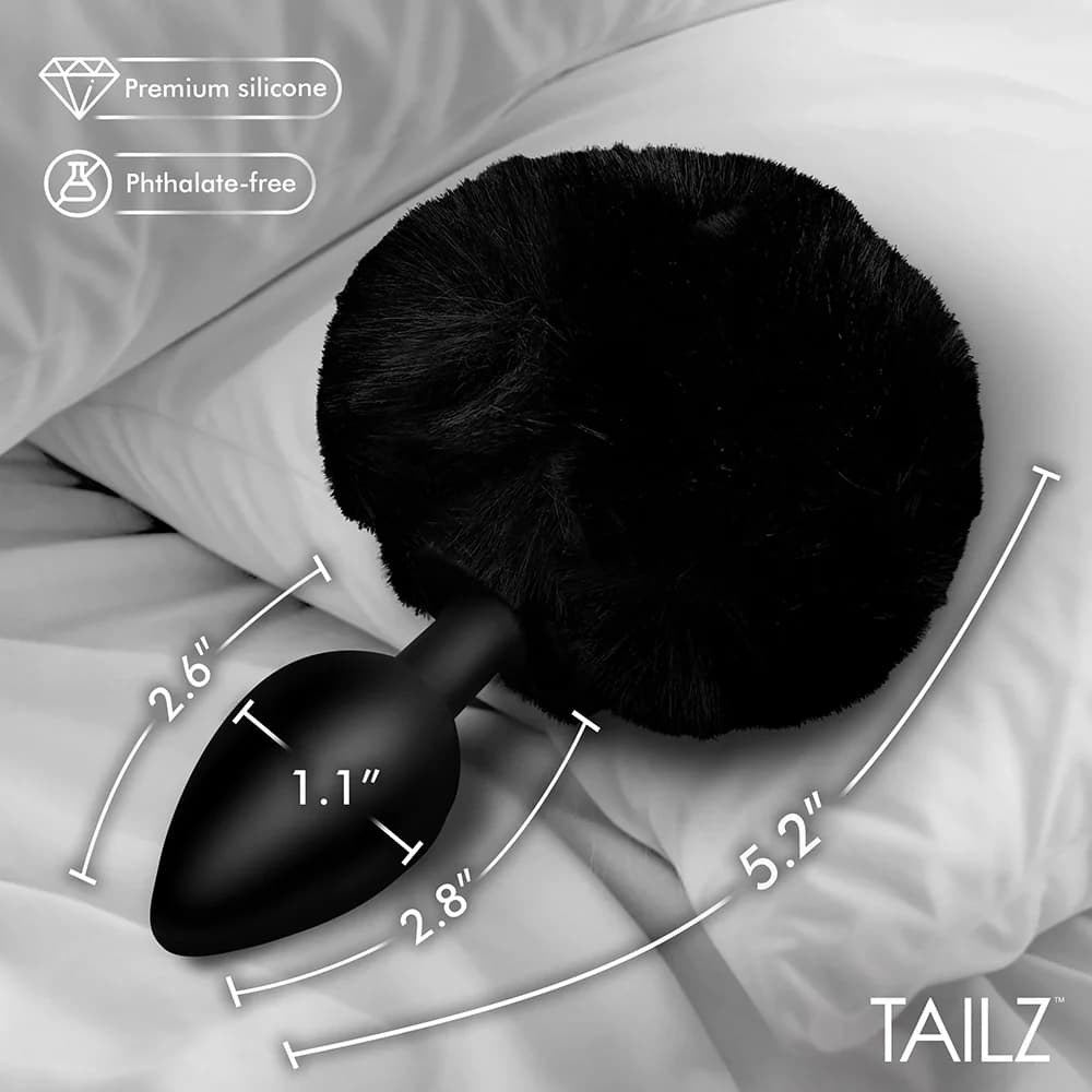Tailz Fluffy Bunny Tail Silicone Plug Black thumbnail 5
