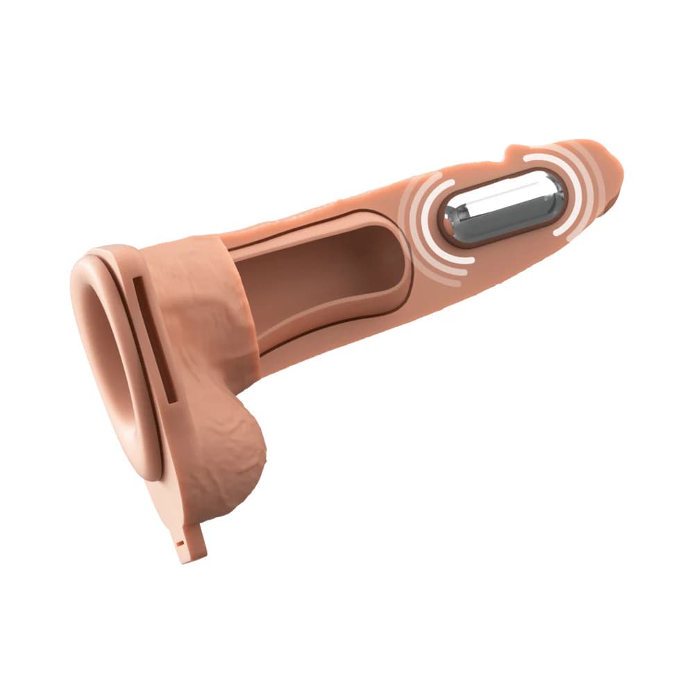 Fantasy X-Tensions Elite Vibrating Hollow Silicone Strap-On 6 in. Light thumbnail 2