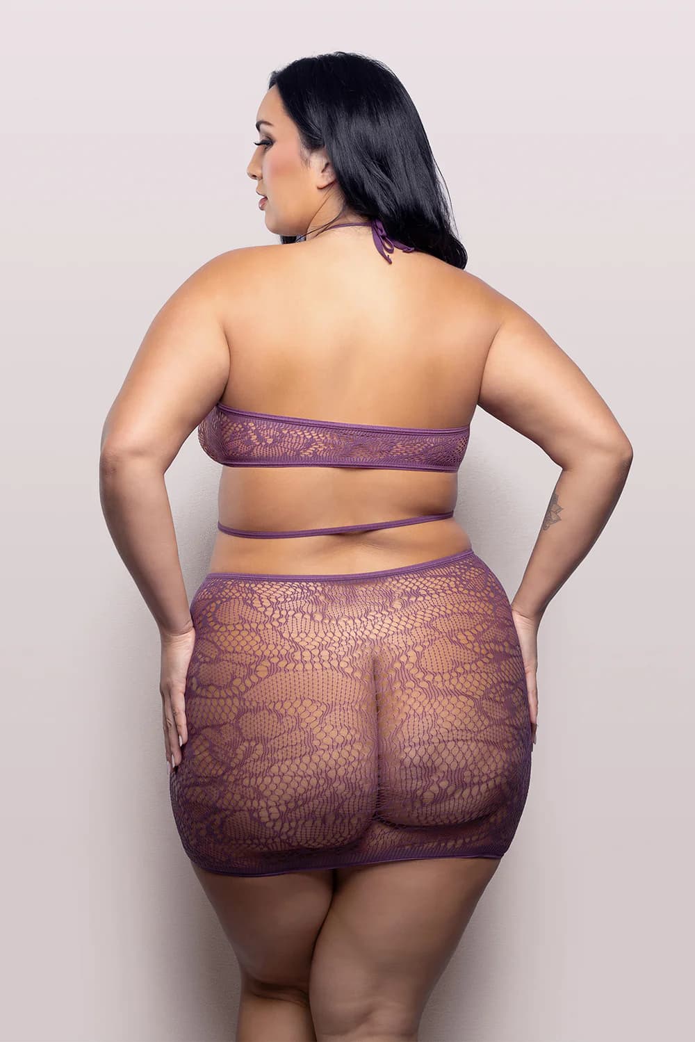 Fantasy Lingerie Vixen Focus On Me Cut-Out Halter Dress Purple Wisteria Queen Size thumbnail 3