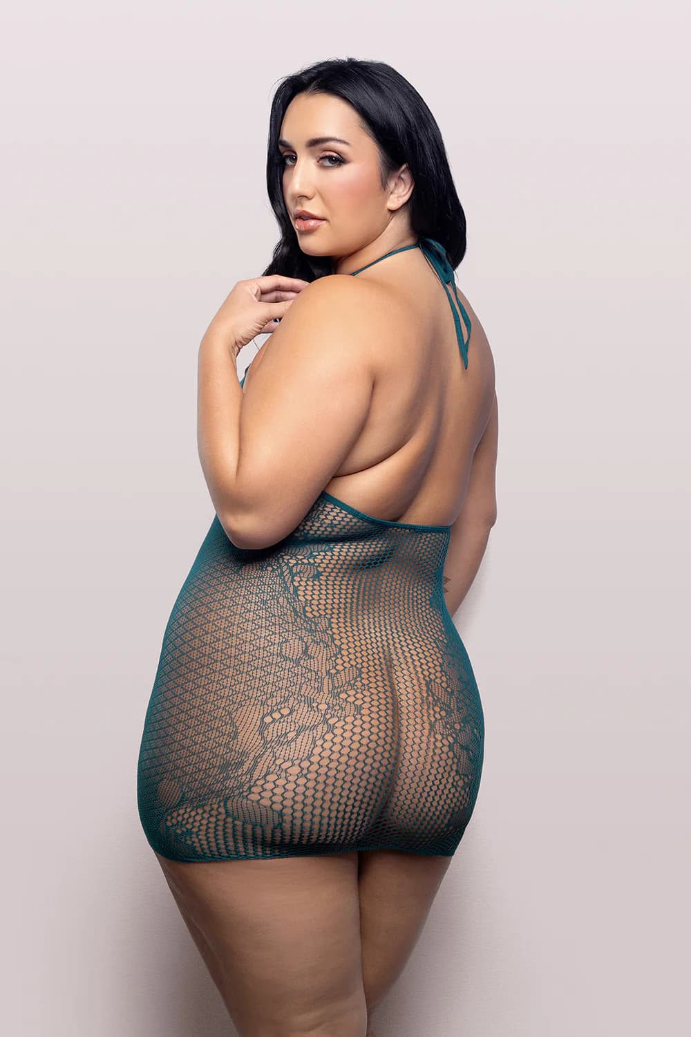 Fantasy Lingerie Vixen Masterpiece Halter Tie Dress Dark Teal Queen Size thumbnail 3
